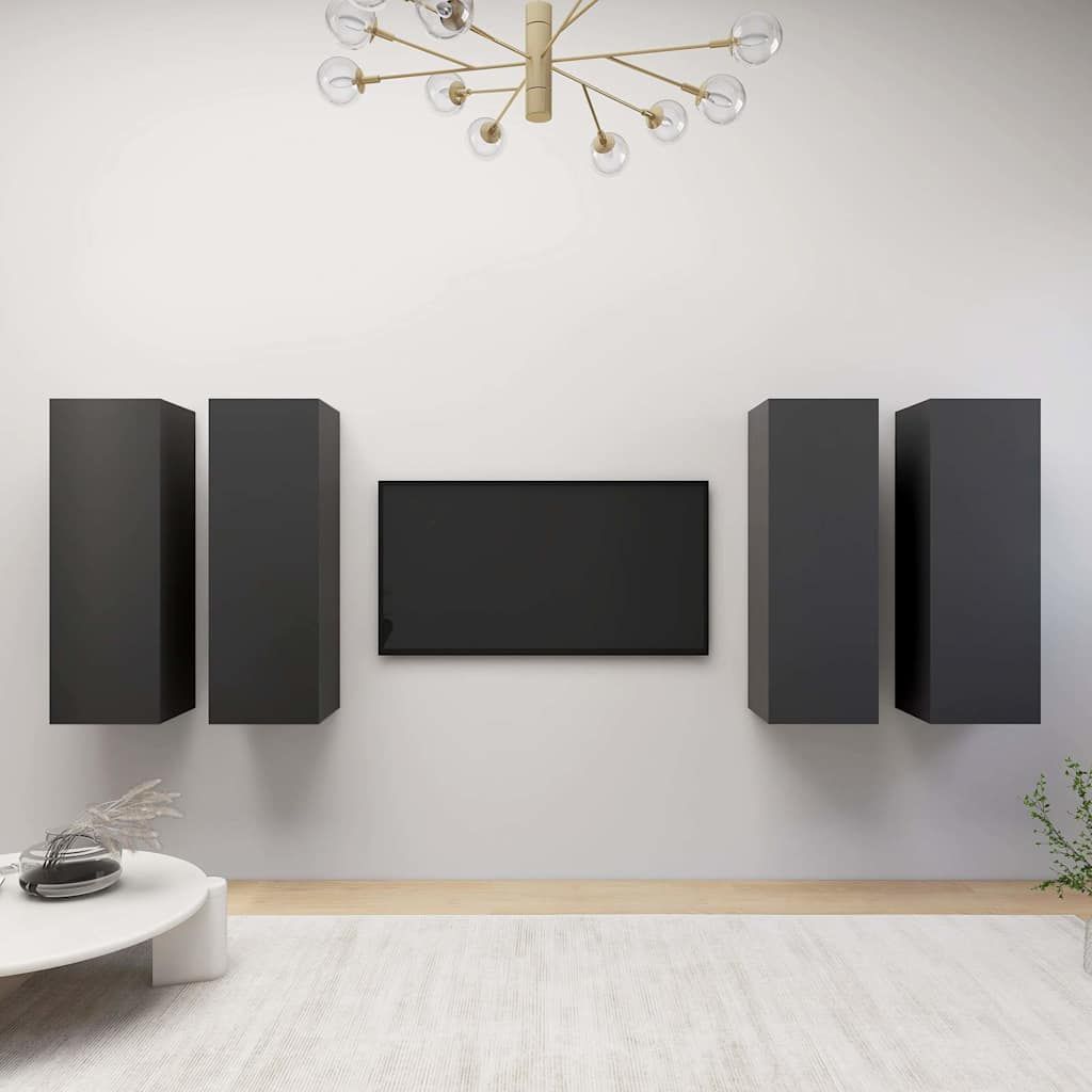 Mobili Porta TV 4 pz Grigi 30,5x30x90 cm in Legno Multistrato vidaXL
