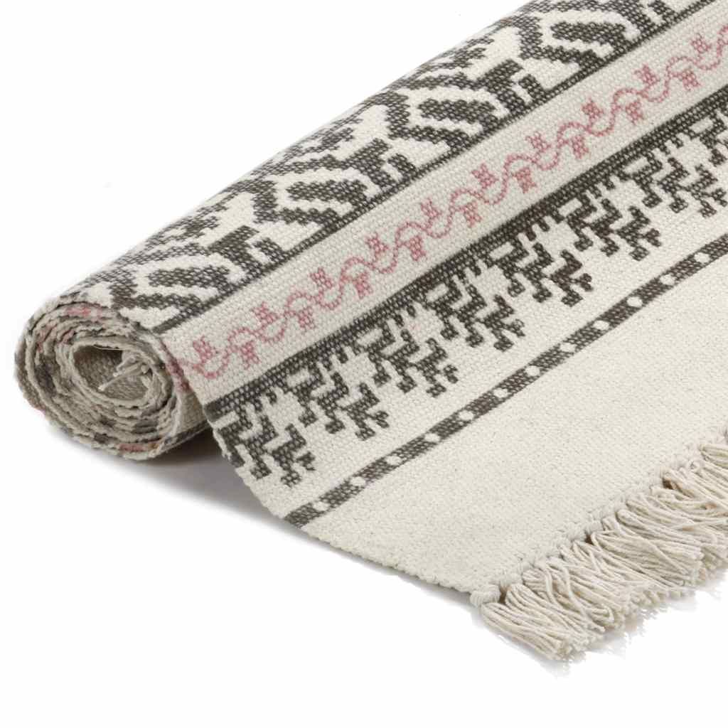 Tappeto Kilim in Cotone 120x180 cm con Motivi Grigi/Rosa vidaXL