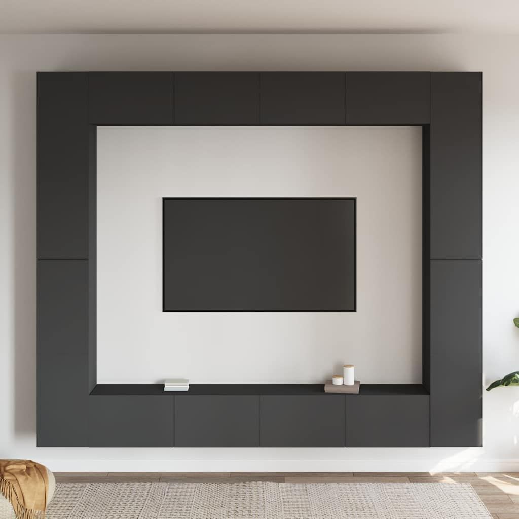 Set Mobili Porta TV 8 pz Grigio in Legno Multistrato vidaXL