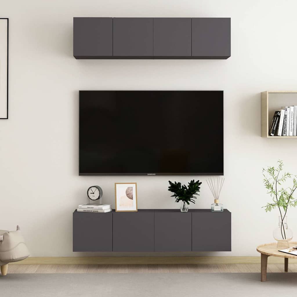 Mobili Porta TV 4 pz Grigi 60x30x30 cm in Legno Multistrato vidaXL