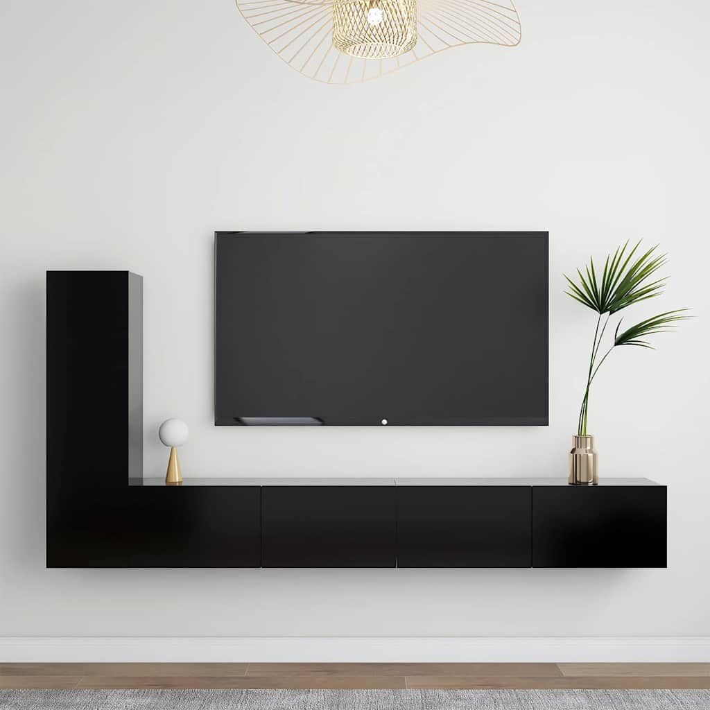 Set di Mobili Porta TV 3 pz Nero in Legno Multistrato vidaXL