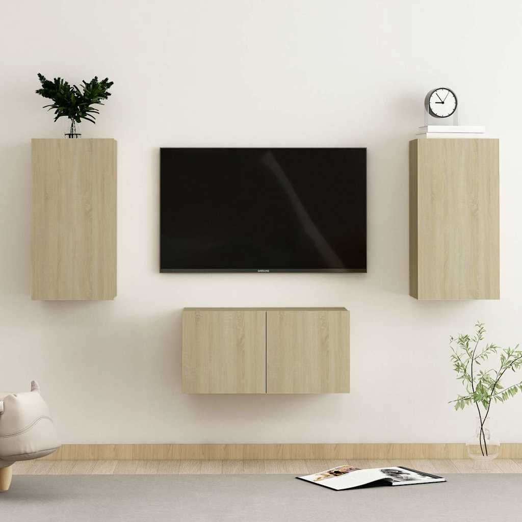 Set di Mobili Porta TV 3 pz Rovere Sonoma in Legno Multistrato vidaXL
