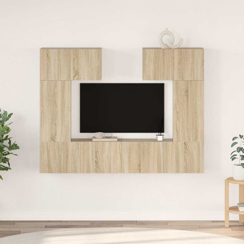 Set di Mobili Porta TV 6 pz Rovere Sonoma in Legno Multistrato vidaXL