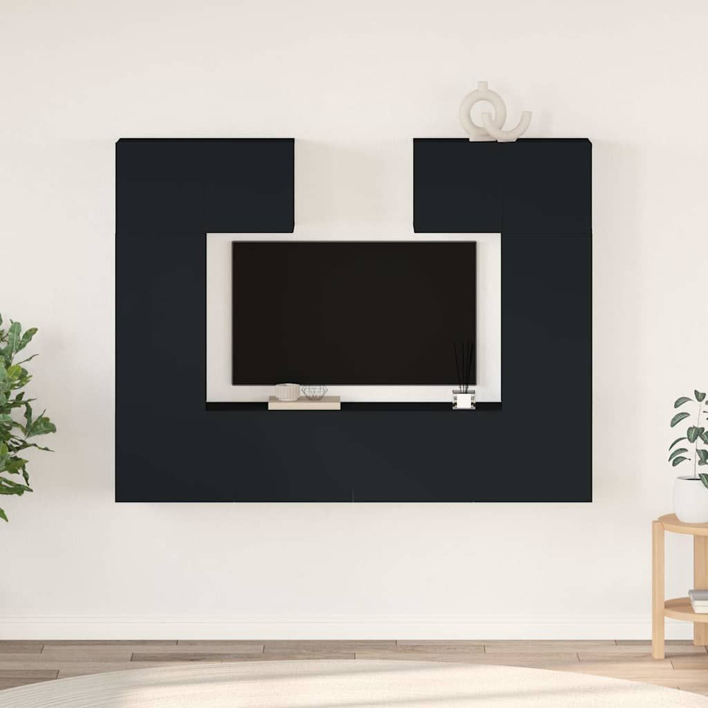 Set di Mobili Porta TV 6 pz Nero in Legno Multistrato vidaXL