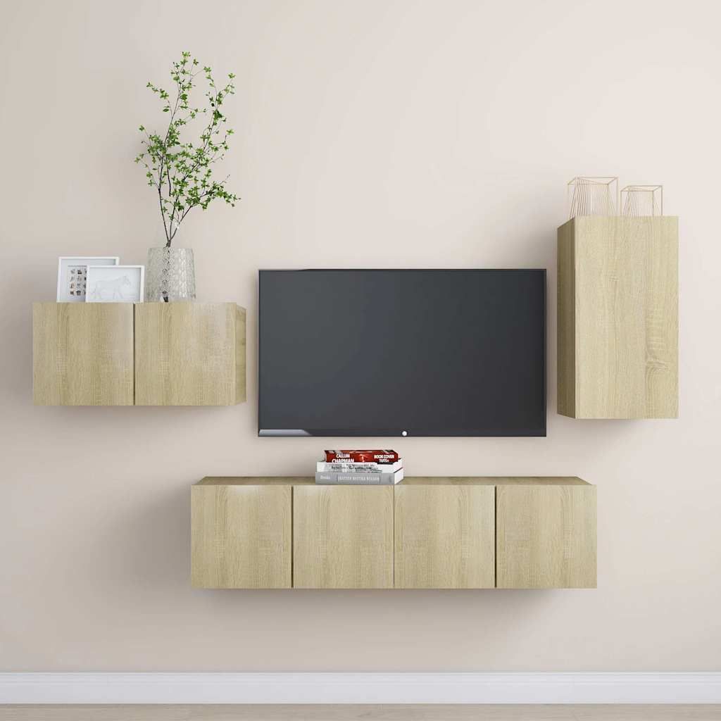 Set di Mobili TV 4 pz Rovere Sonoma in Legno Multistrato vidaXL