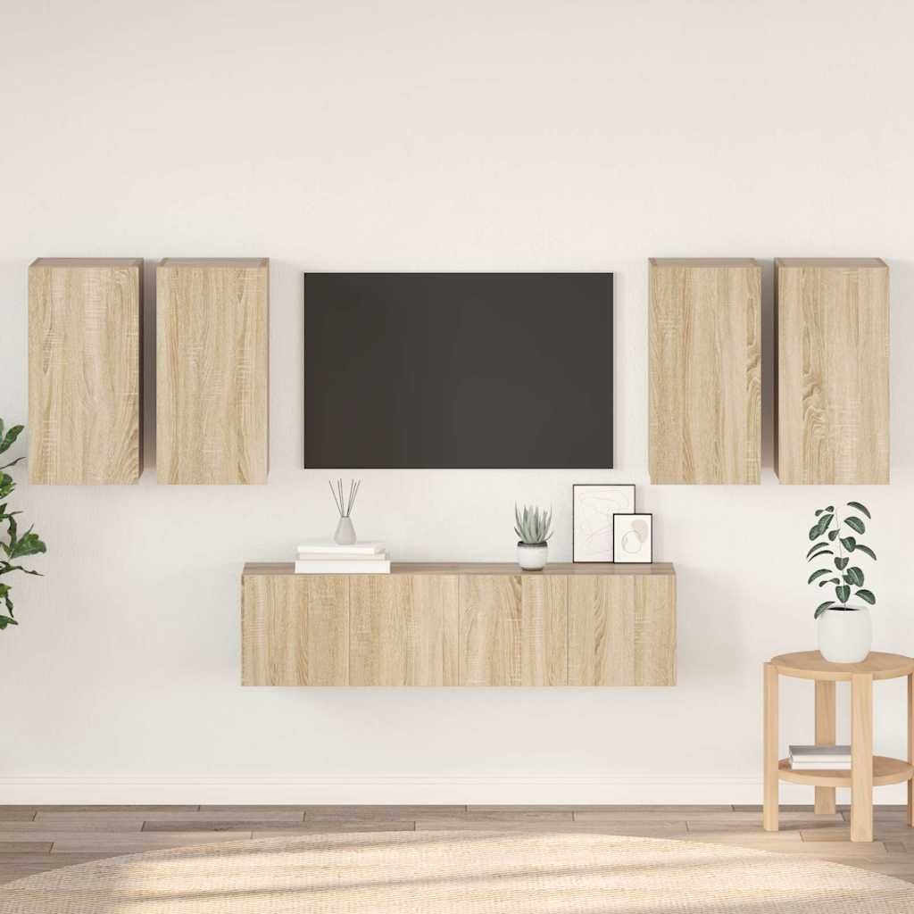 Set di Mobili Porta TV 6 pz Rovere Sonoma in Legno Multistrato vidaXL