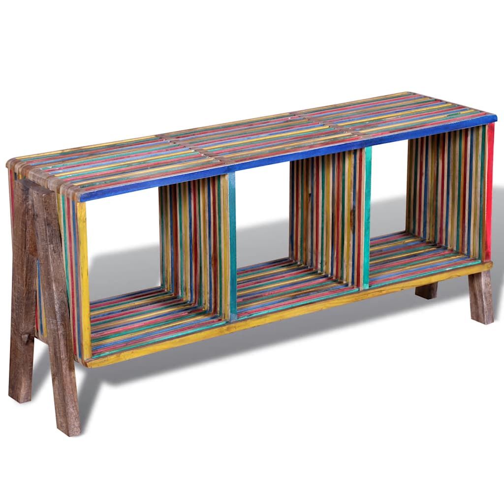Mobile TV con 3 Mensole Impilabile in Teak di Recupero Colorato vidaXL
