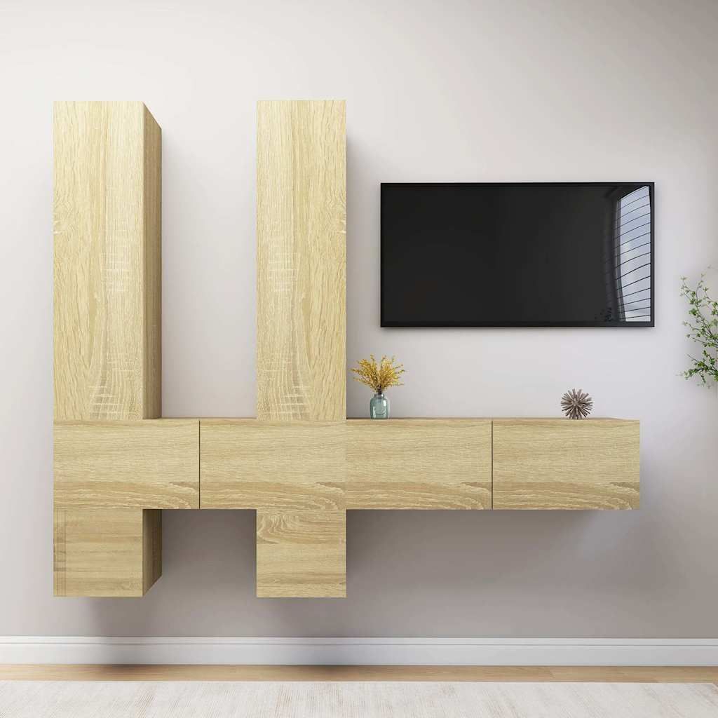 Set di Mobili Porta TV 6 pz Rovere Sonoma in Legno Multistrato vidaXL