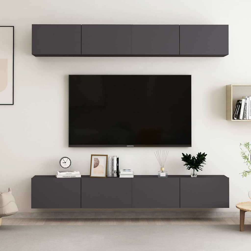 Mobili Porta TV 4 pz Grigi 100x30x30 cm in Legno Multistrato vidaXL