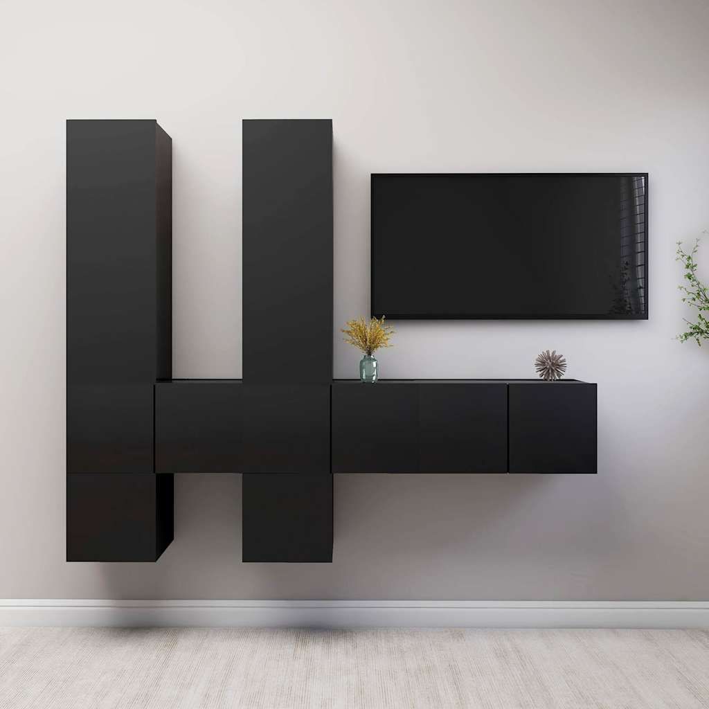 Set Mobili Porta TV 7 pz Grigio in Legno Multistrato vidaXL
