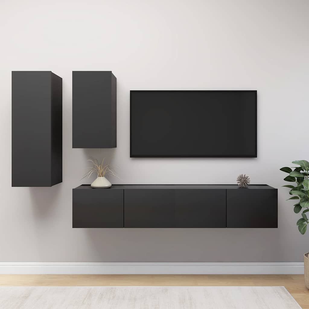 Set Mobili Porta TV 4 pz Grigio in Legno Multistrato vidaXL