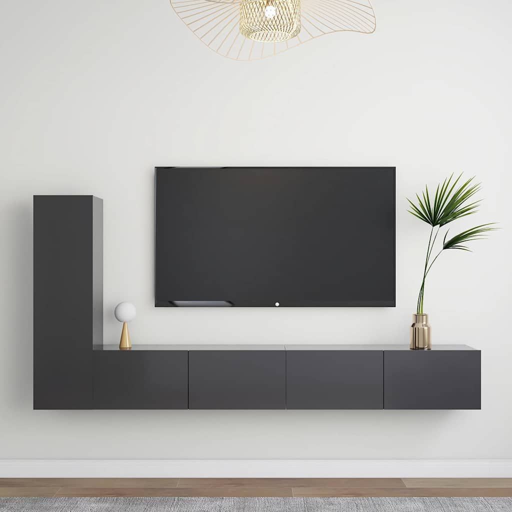Set Mobili Porta TV 3 pz Grigio in Legno Multistrato vidaXL