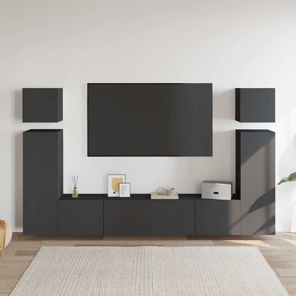 Set Mobili Porta TV 8 pz Grigio in Legno Multistrato vidaXL