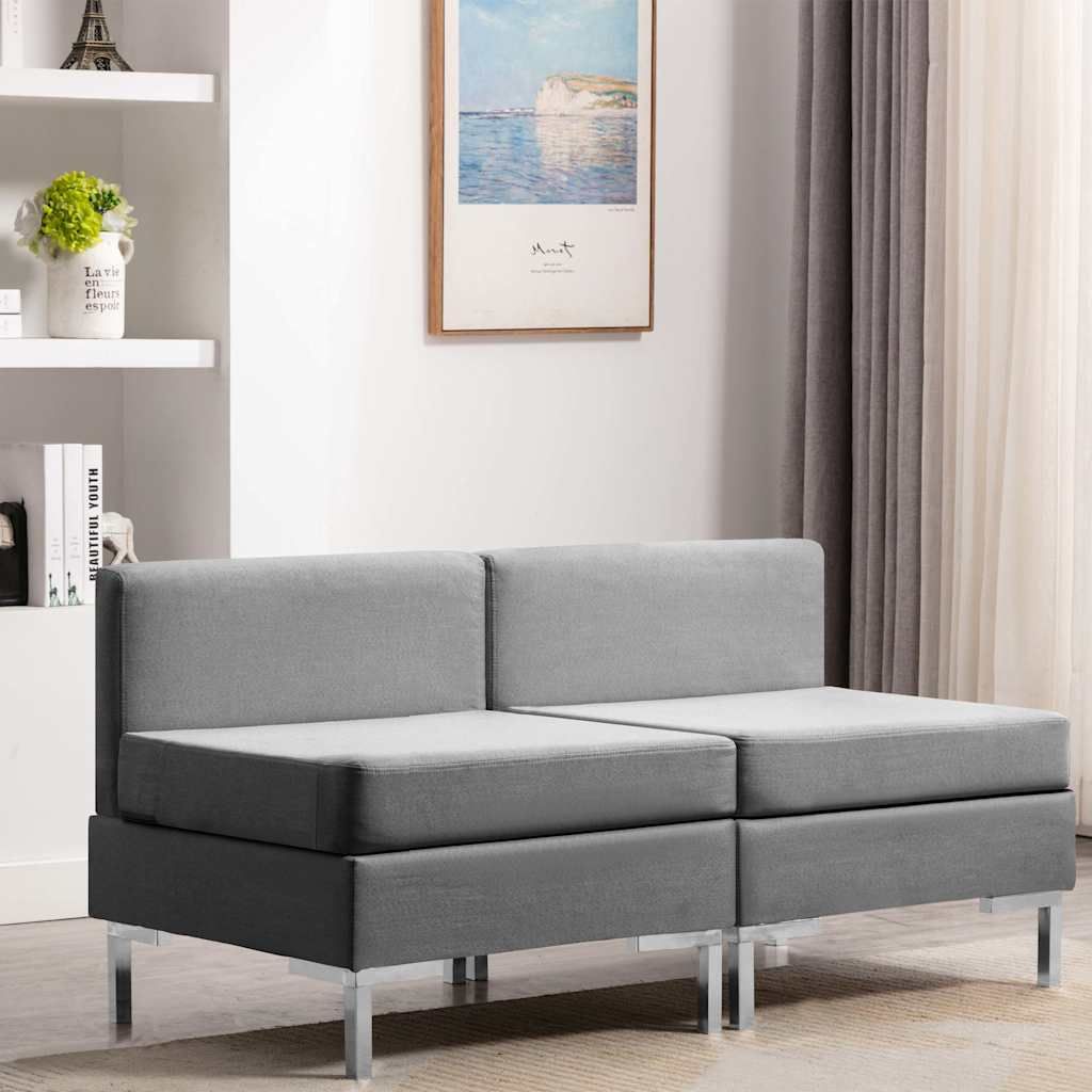 Divani Centrali Modulari 2 pz Cuscini in Tessuto Grigio Chiaro vidaXL
