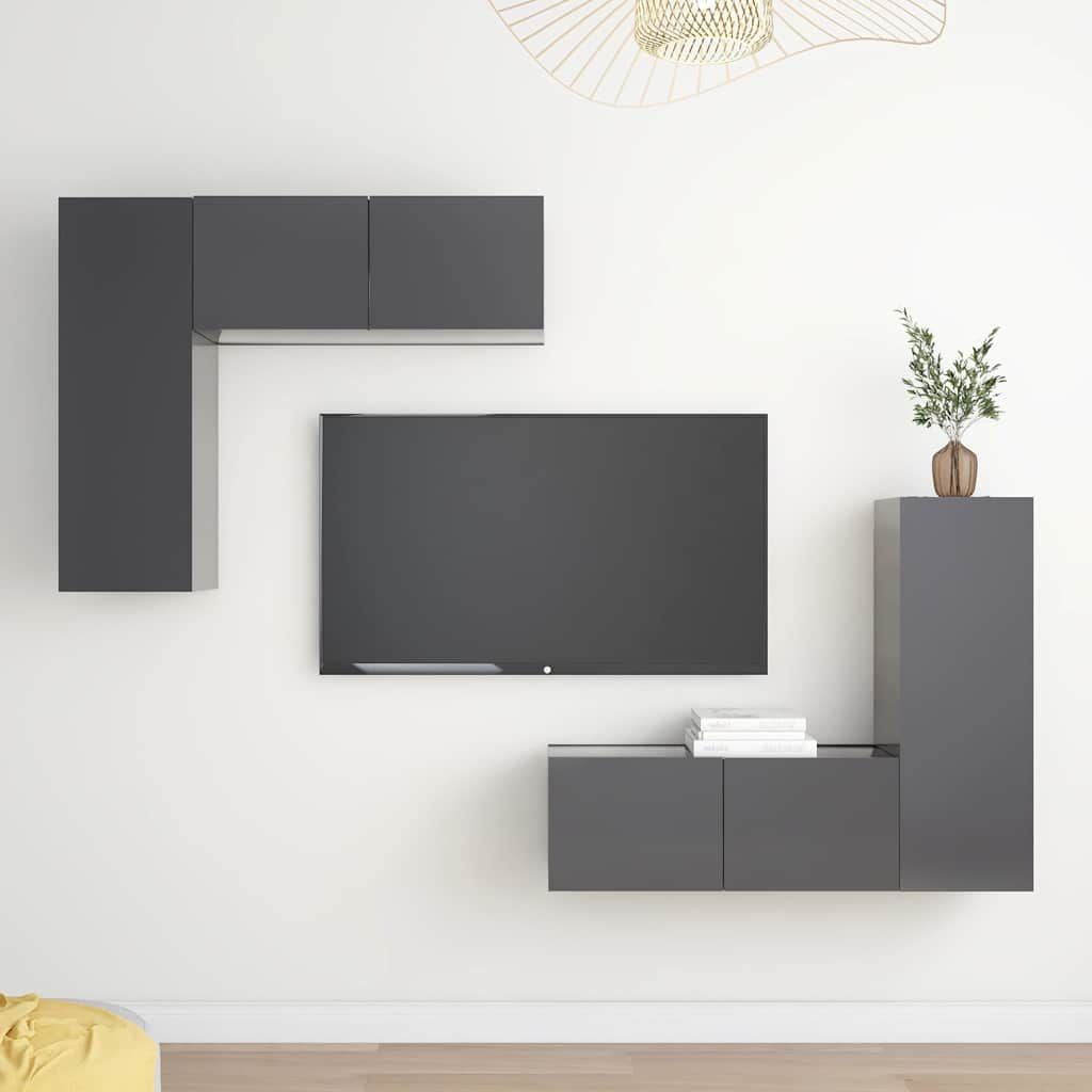 Set Mobili Porta TV 4 pz Grigio in Legno Multistrato vidaXL