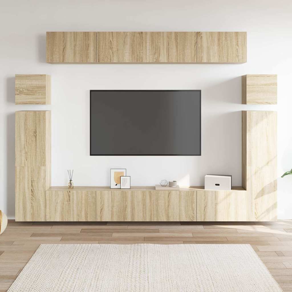 Set di Mobili Porta TV 8 pz Rovere Sonoma in Legno Multistrato vidaXL