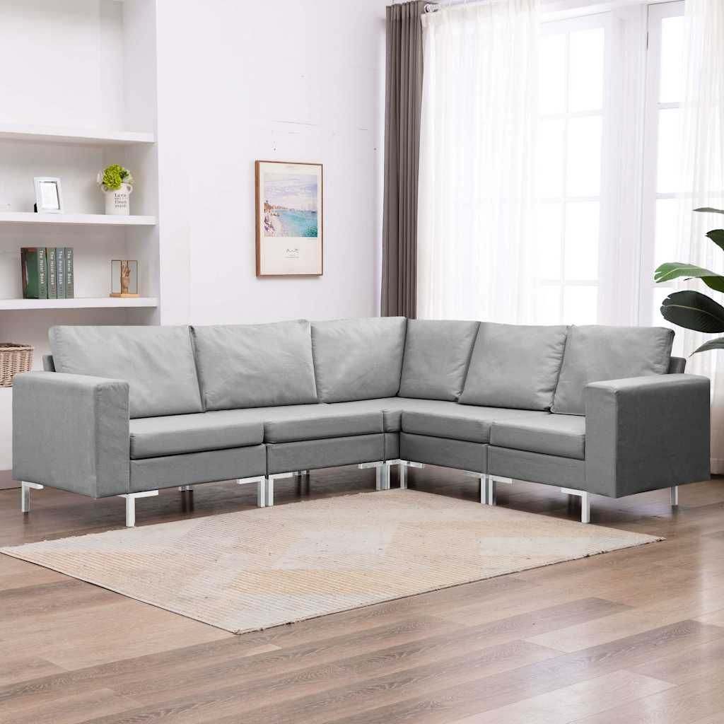 Set di Divani 5 pz in Tessuto Grigio Chiaro vidaXL