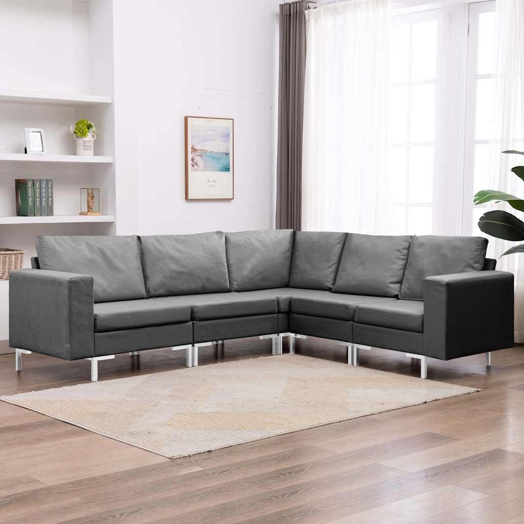 Set Divano 5 pz in Tessuto Grigio Scuro vidaXL