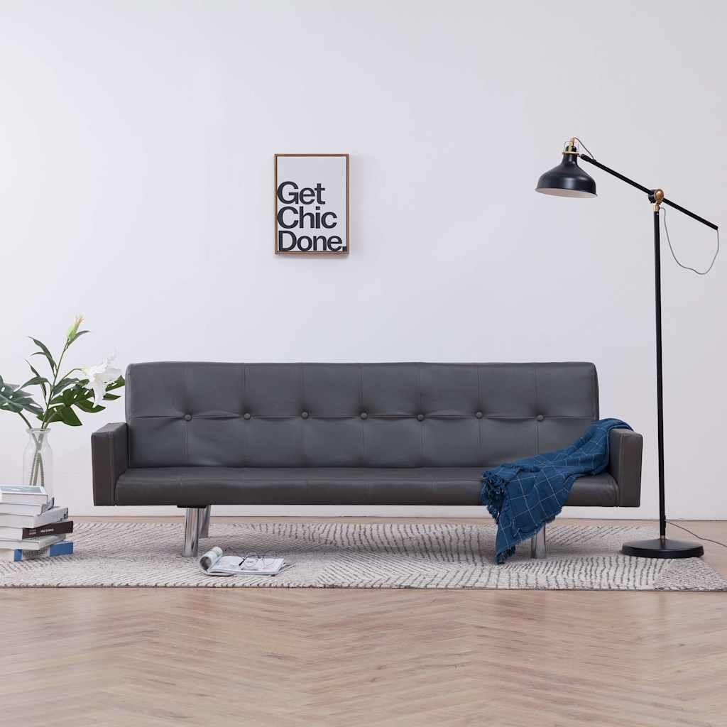 Divano Letto con Braccioli Grigio in Similpelle vidaXL