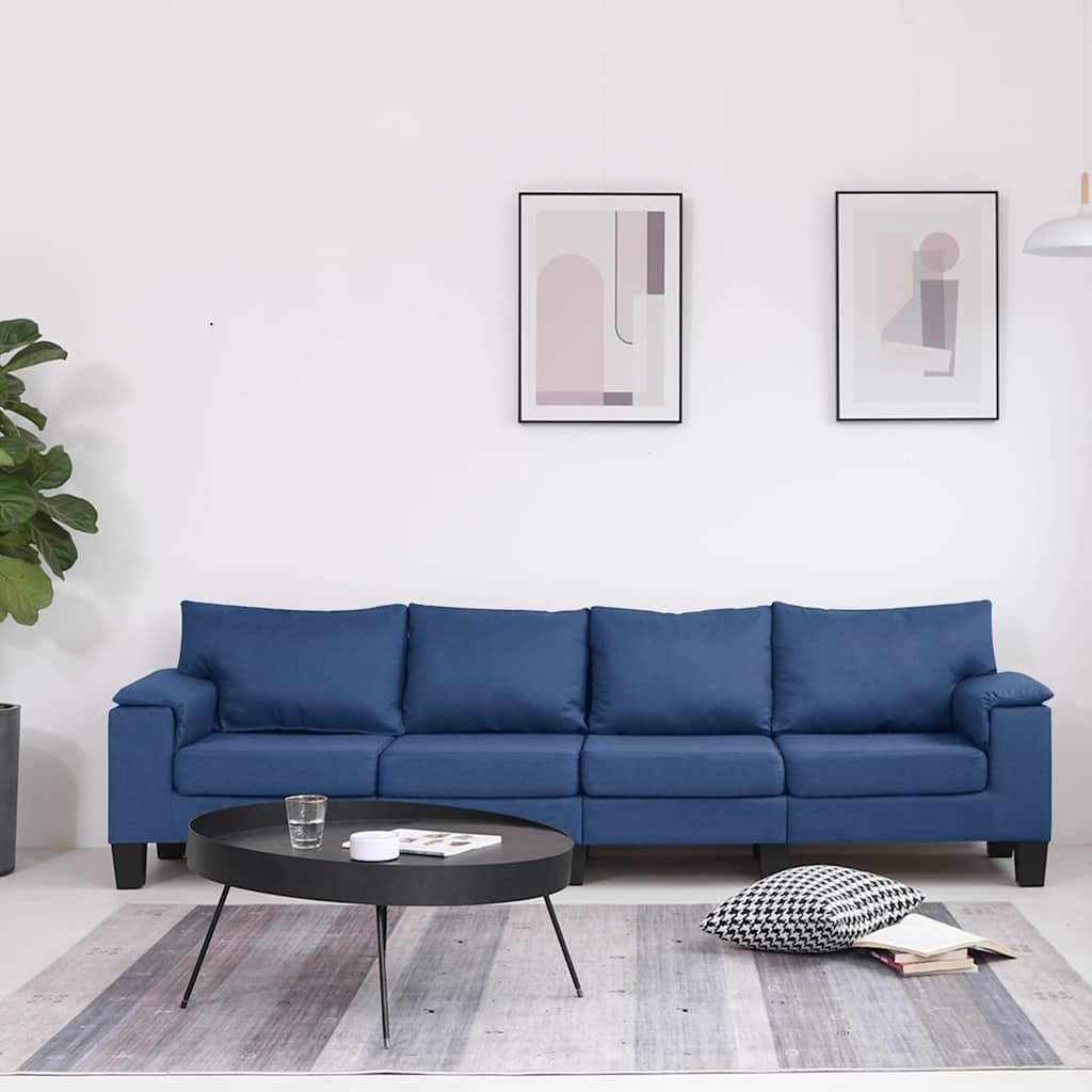 Divano a 4 Posti Blu in Tessuto vidaXL