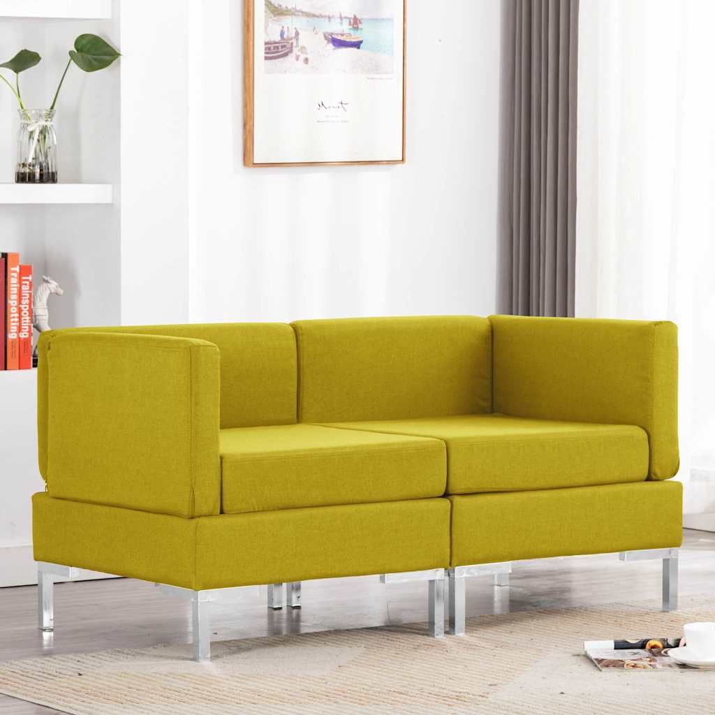 Divani Angolari Modulari 2 pz Cuscini in Tessuto Giallo vidaXL
