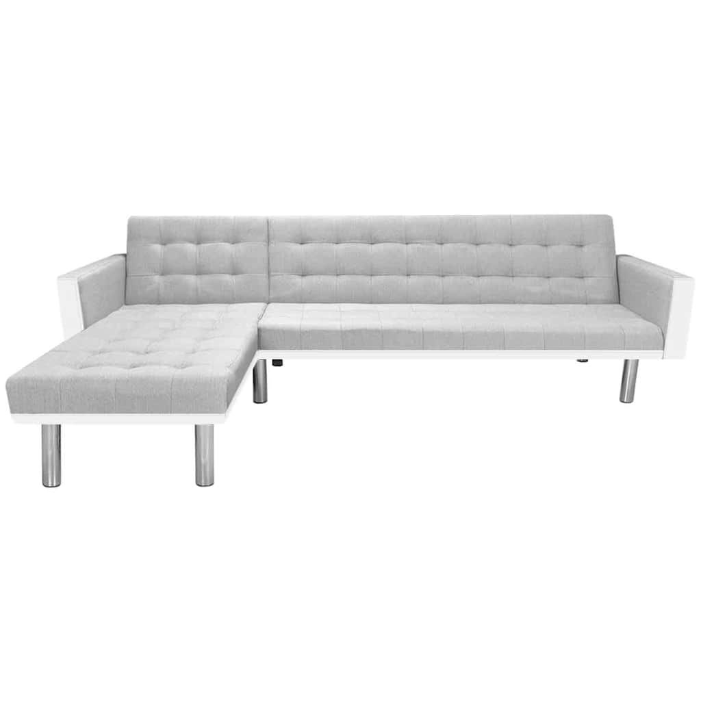 Divano Letto ad Angolo Tessuto 218x155x69 cm Bianco e Grigio vidaXL