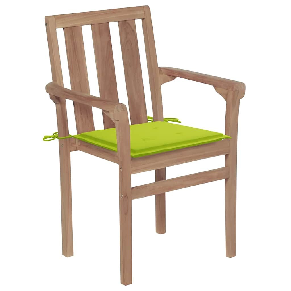 Sedie da Giardino Impilabili con Cuscini 6 pz Massello di Teak vidaXL