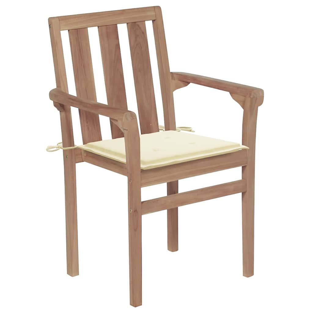 Sedie da Giardino Impilabili con Cuscini 6 pz Massello di Teak vidaXL