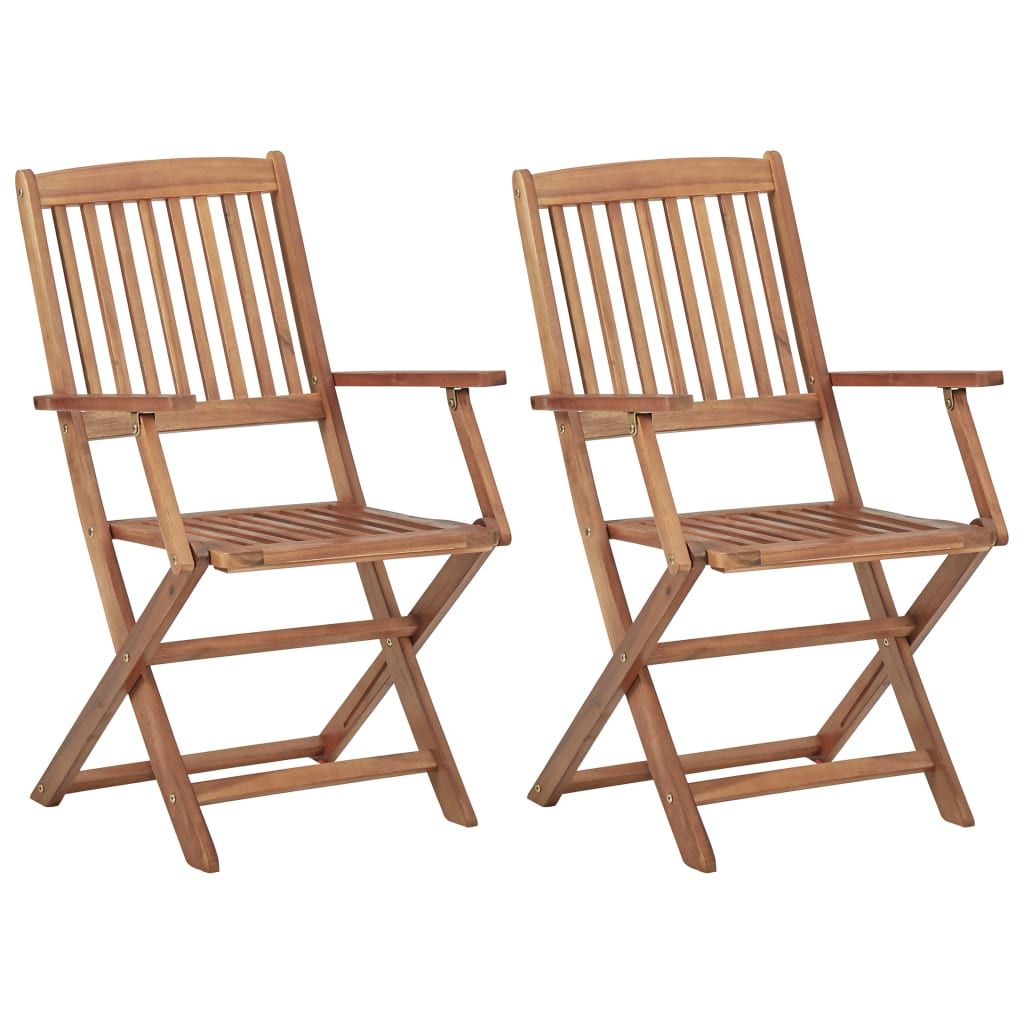 Sedie pieghevoli, 2 pezzi, con cuscini, in legno massello di acacia vidaXL