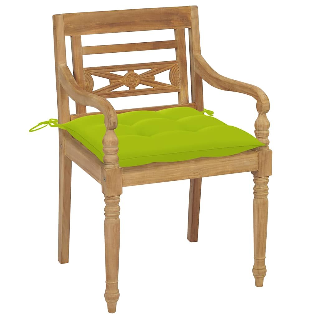 Sedie Batavia 2 pz con Cuscini Verde Brillante in Massello di Teak vidaXL