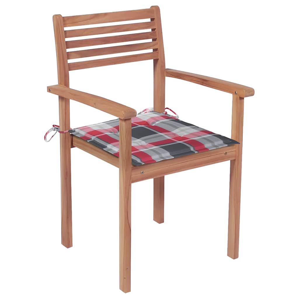 Sedie da Giardino Impilabili con Cuscini 6 pz Massello di Teak vidaXL