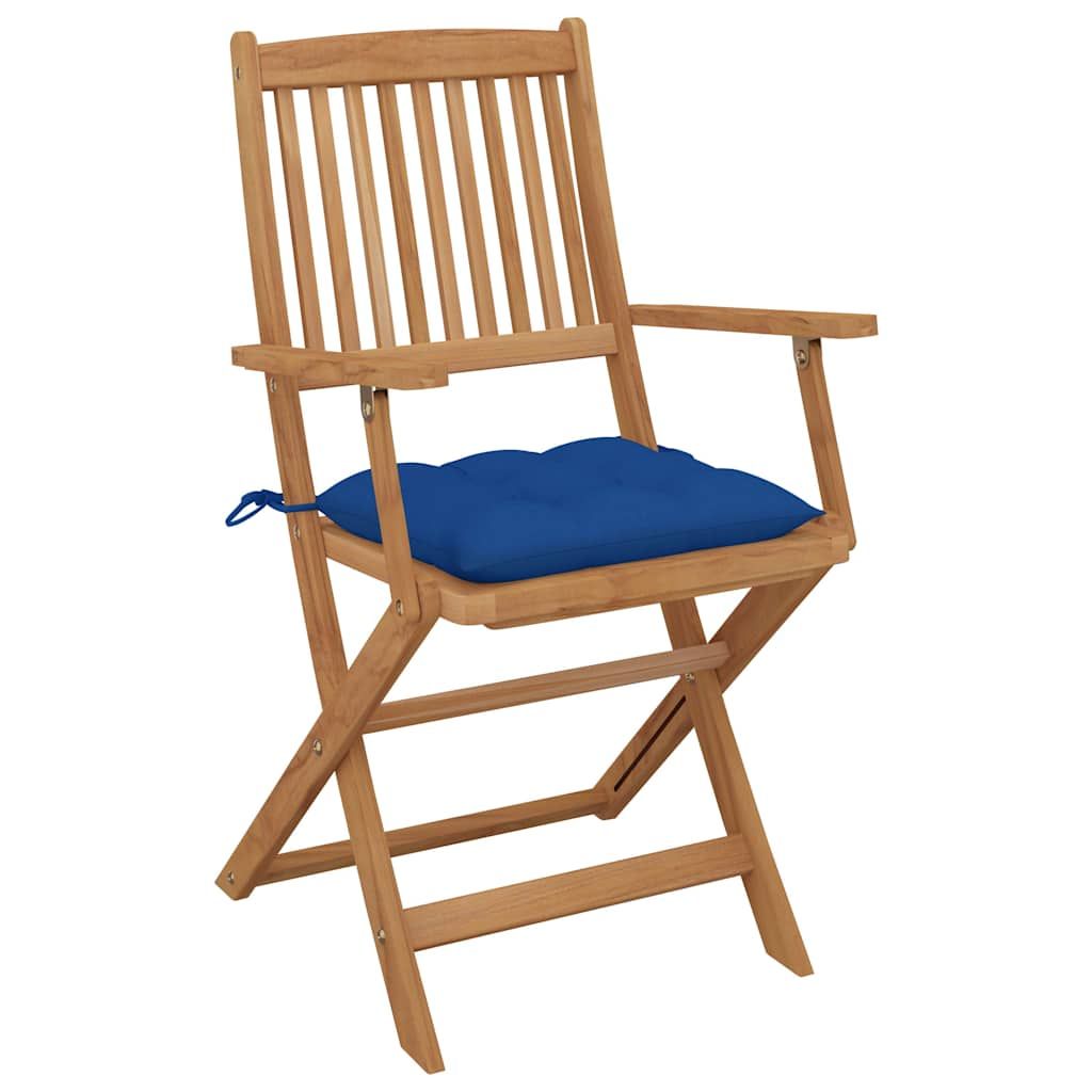 Sedie pieghevoli con cuscini, set da 6 pezzi, in legno massello di acacia. vidaXL