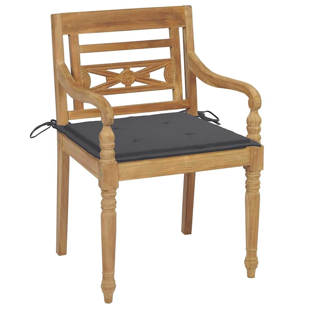 Sedie Batavia con Cuscini 8 pz in Legno Massello di Teak vidaXL