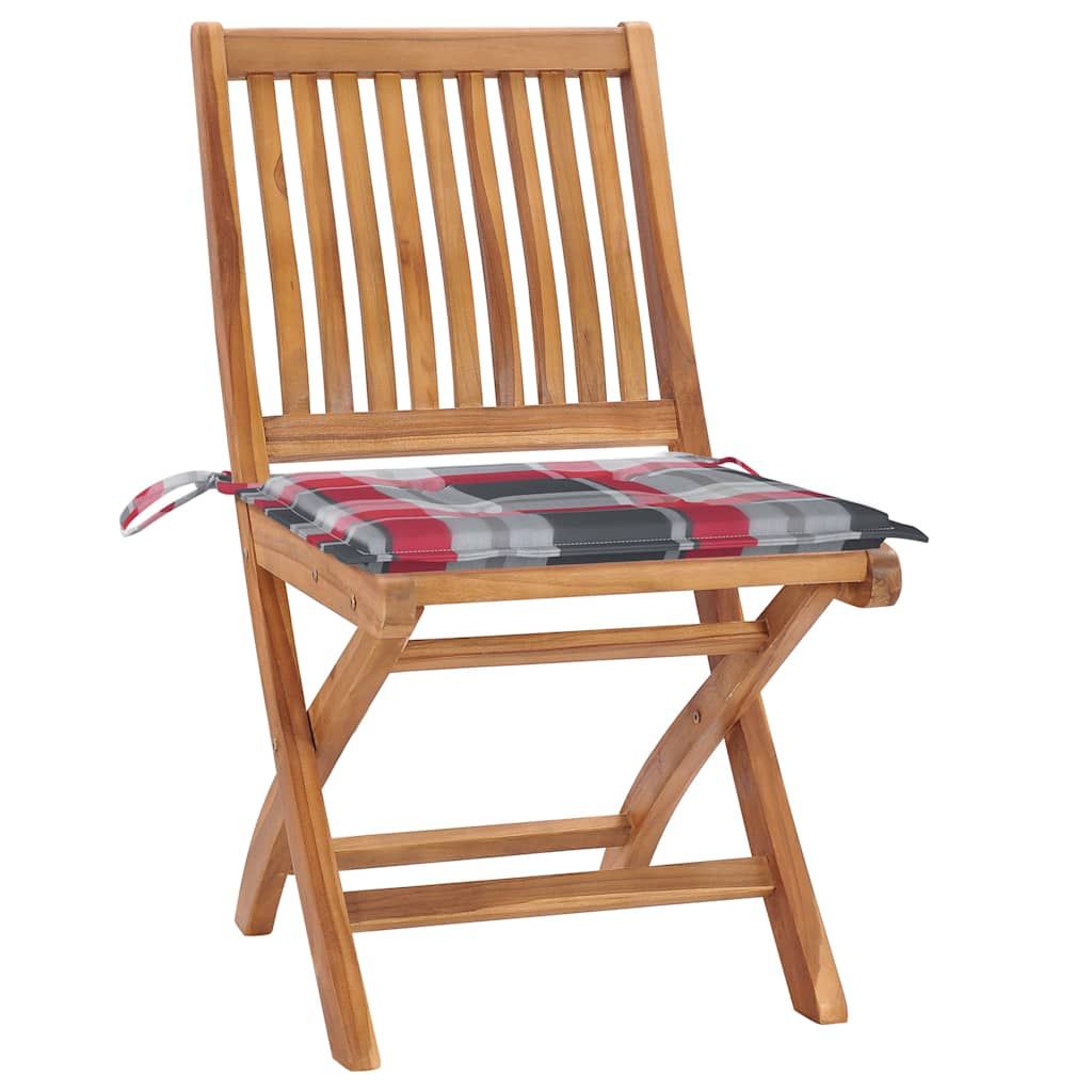 Sedie pieghevoli con cuscini, 4 pezzi, in legno massello di teak. vidaXL