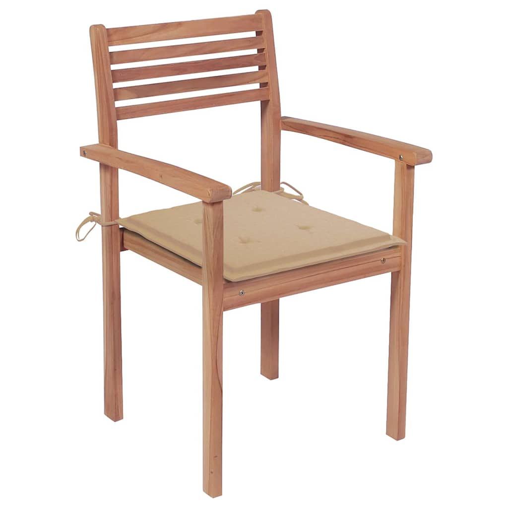 Sedie da Giardino Impilabili 8 pz con Cuscini Massello di Teak vidaXL
