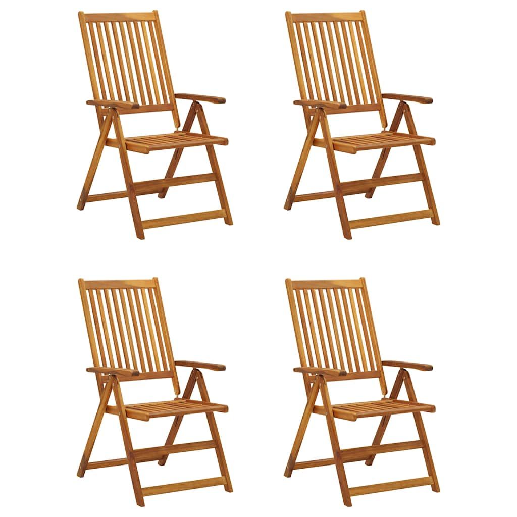 Set di 4 sedie pieghevoli reclinabili con cuscini, in legno massello di acacia. vidaXL