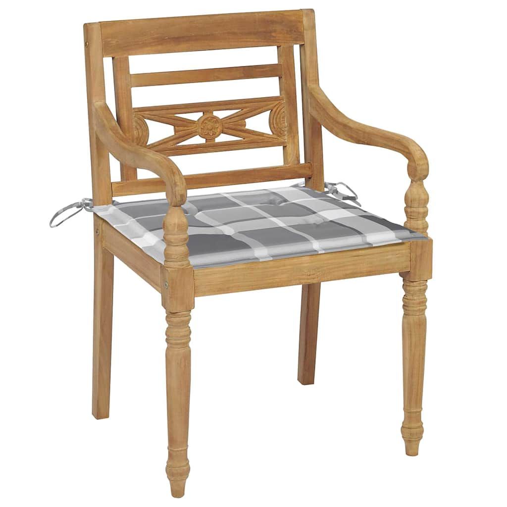 Sedie Batavia con Cuscini 8 pz in Legno Massello di Teak vidaXL