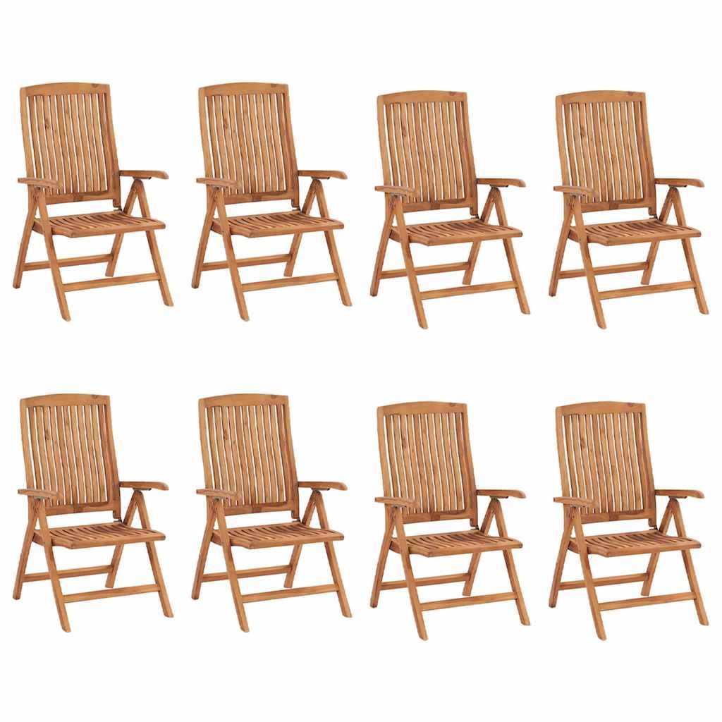 Sedie pieghevoli reclinabili con cuscini, 8 pezzi, in legno massello di teak vidaXL