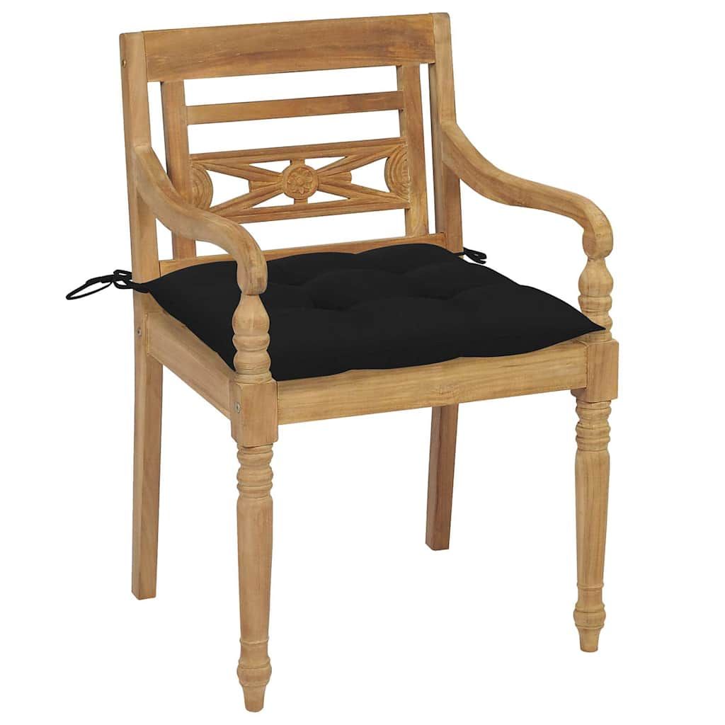 Sedie Batavia con Cuscini 4 pz in Legno Massello di Teak vidaXL