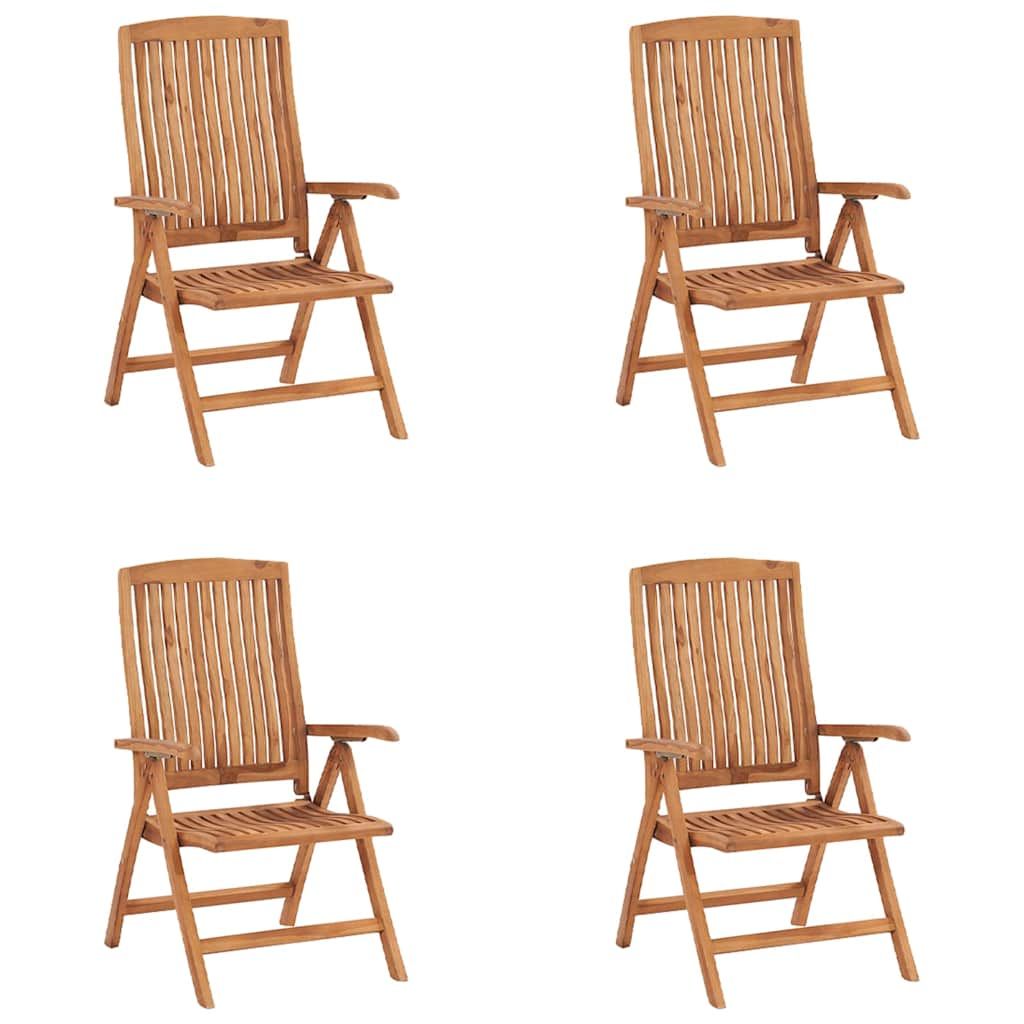 Sedie pieghevoli reclinabili con cuscini, 4 pezzi, in legno massello di teak. vidaXL