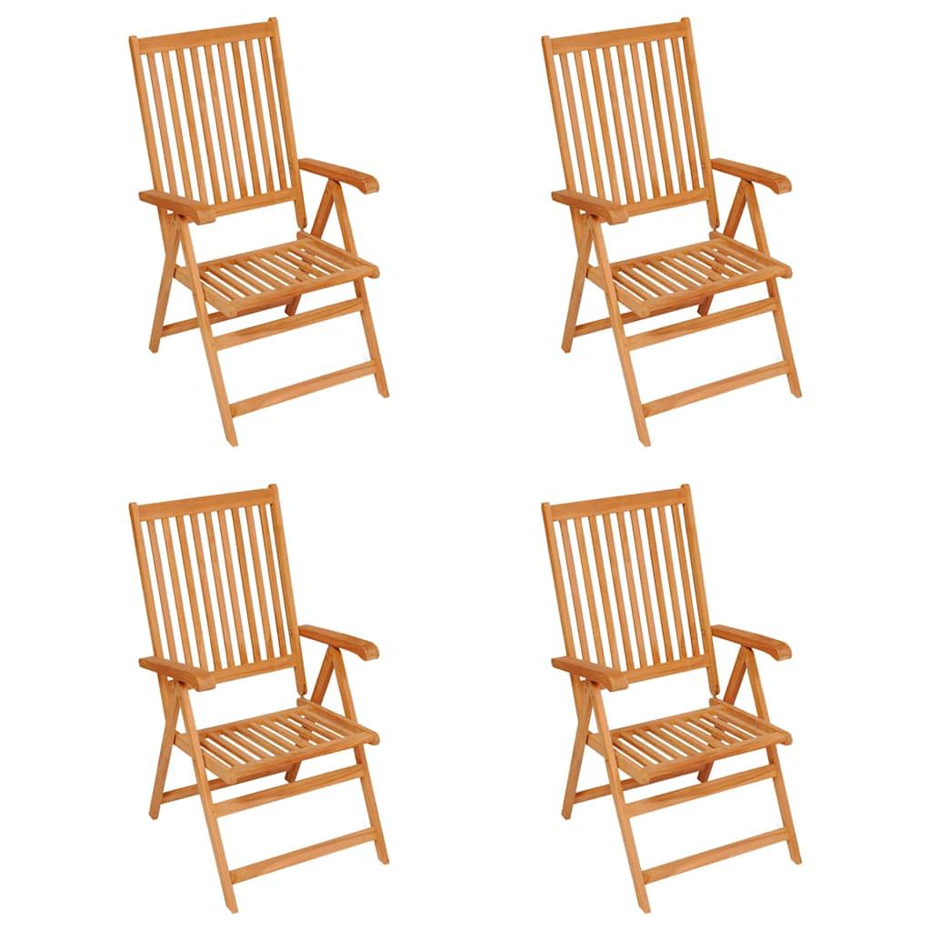 Set di 4 sedie pieghevoli con cuscini neri, in legno massello di teak. vidaXL