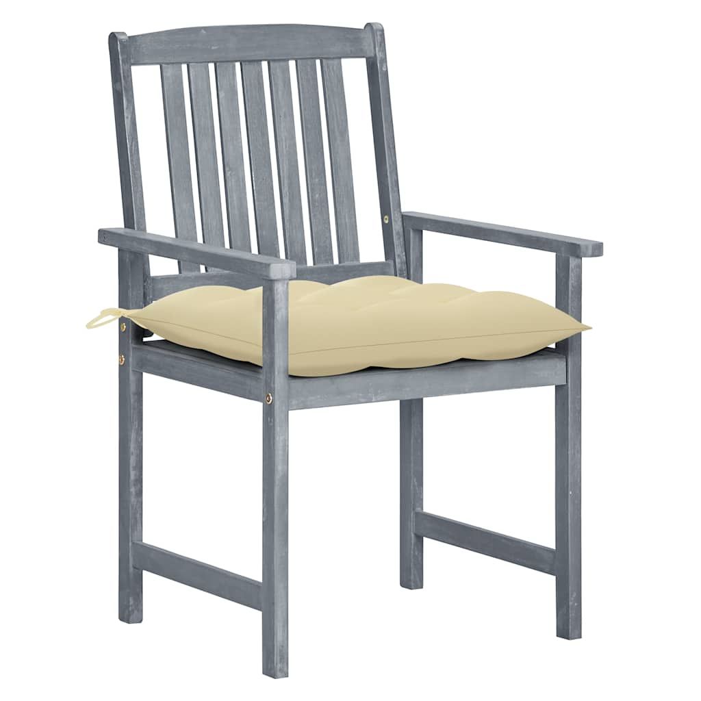 Sedie da Giardino con Cuscini 6 pz in Massello di Acacia Grigie vidaXL