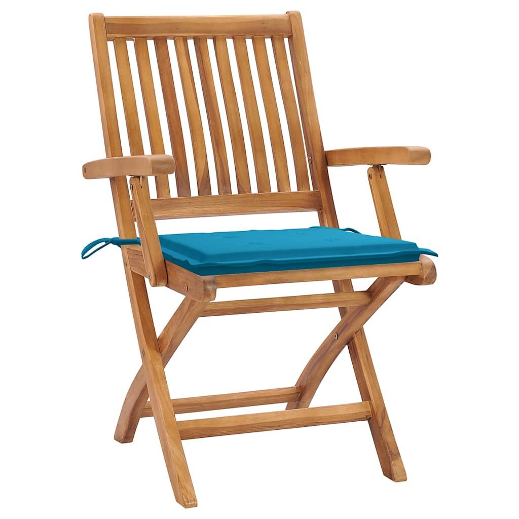 Sedie pieghevoli con cuscini, 8 pezzi, in legno massello di teak. vidaXL