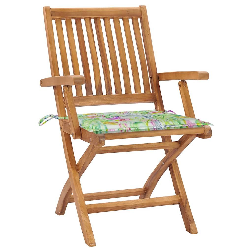 Sedie pieghevoli con cuscini, 4 pezzi, in legno massello di teak. vidaXL