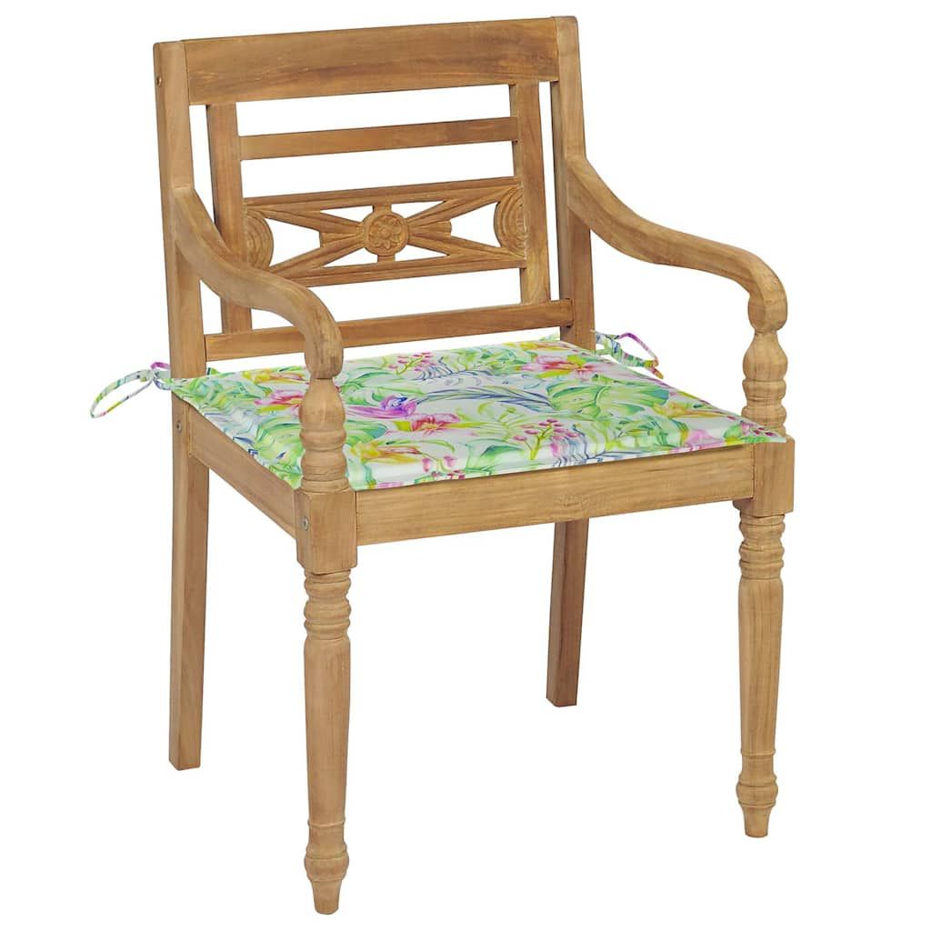 Sedie Batavia con Cuscini 8 pz in Legno Massello di Teak vidaXL