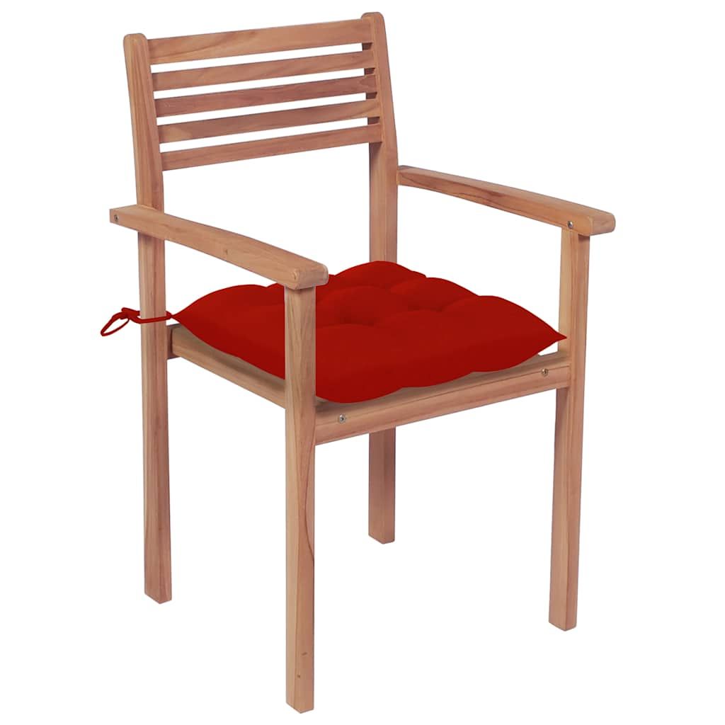 Sedie da Giardino Impilabili 8 pz con Cuscini Massello di Teak vidaXL