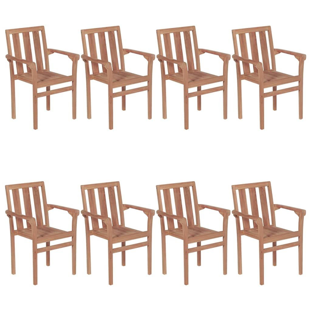 Sedie da Giardino Impilabili con Cuscini 8 pz Massello di Teak vidaXL