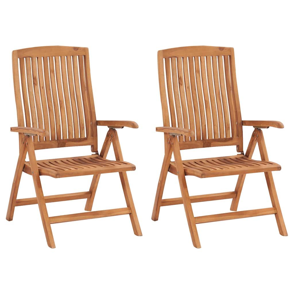 Sedie pieghevoli, 2 pezzi, con cuscini verdi, in legno massello di teak. vidaXL