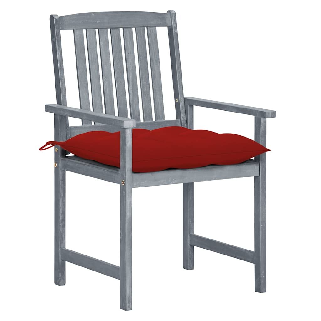 Sedie da Giardino con Cuscini 4 pz in Massello di Acacia Grigio vidaXL