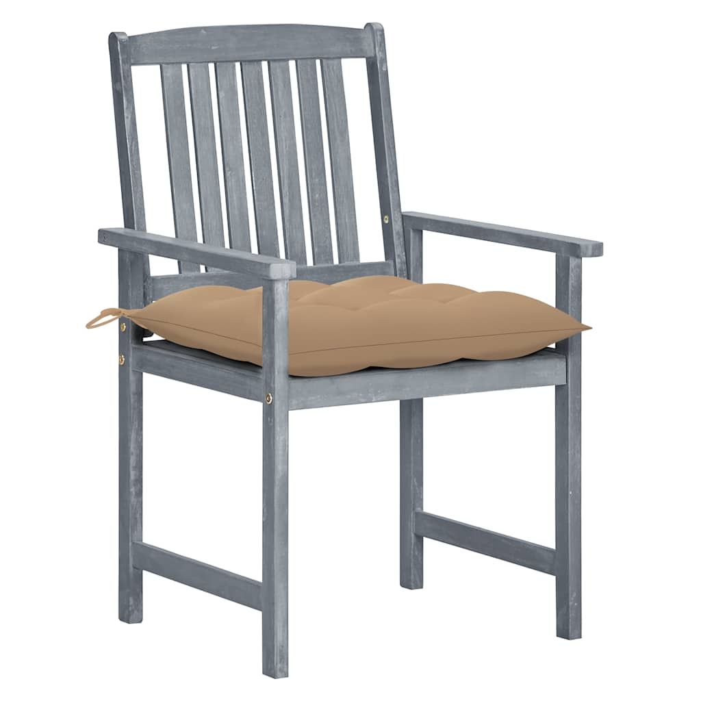 Sedie da Giardino con Cuscini 4 pz in Massello di Acacia Grigio vidaXL